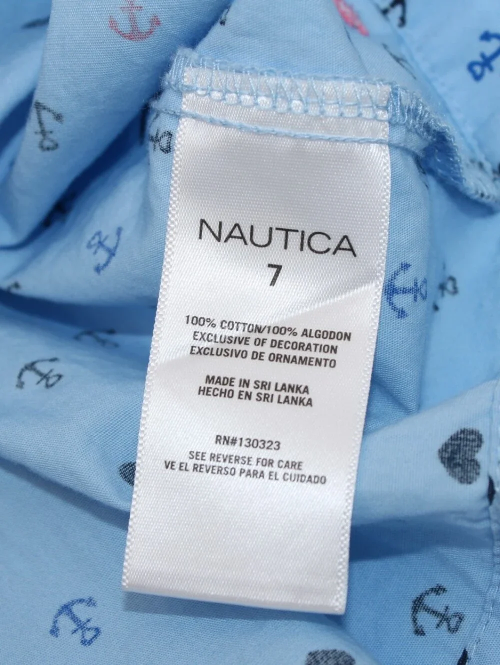 Nautica Baby Blue Anchor Print Blouse Girls Size 7